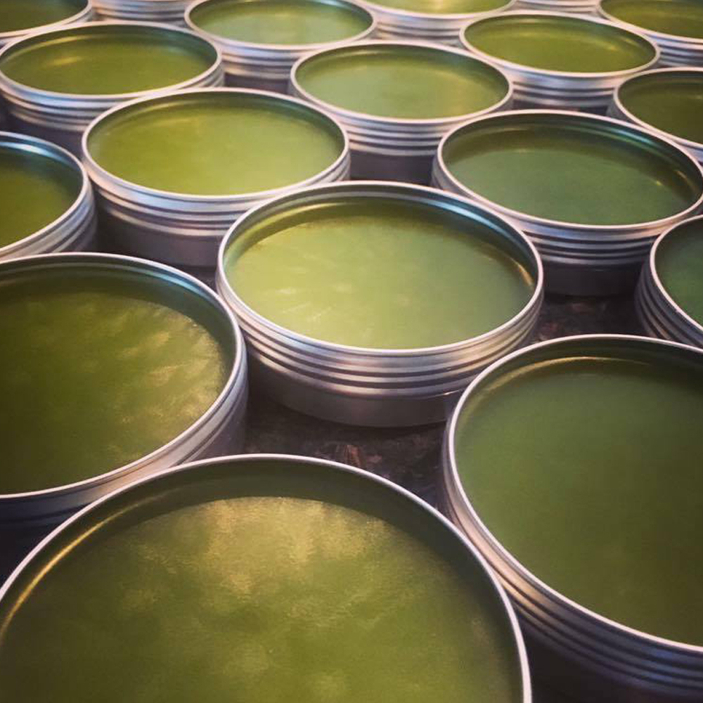 You’ll notice our salve is a green color, no it won’t make anything look green, promise. It’s green because it’s made of Hemp Oil.