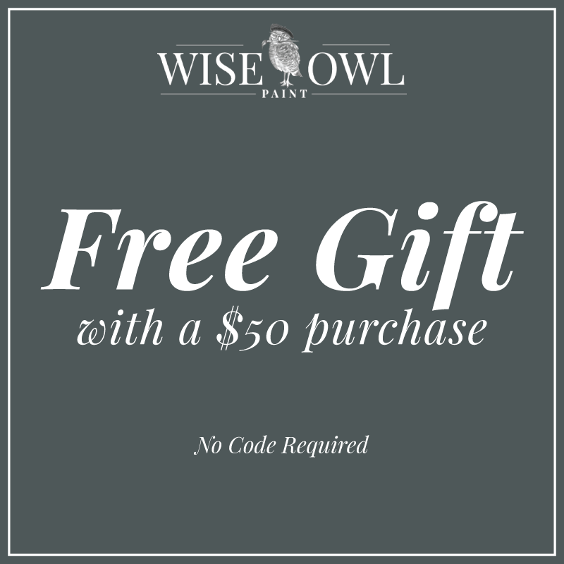 Free gift with $50 purchase at wiseowlpaint.com